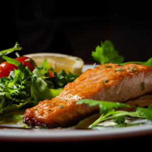 Salmone alla griglia con salsa di limone