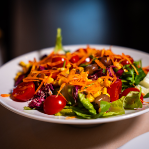 Insalata Mista Lattuga romana, radicchio, rucola, olive taggiasche, pomodori, mais